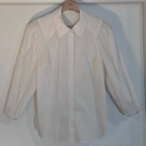 Express - Women’s White 3/4 Length Balloon Sleeve Button Down - Size Medium